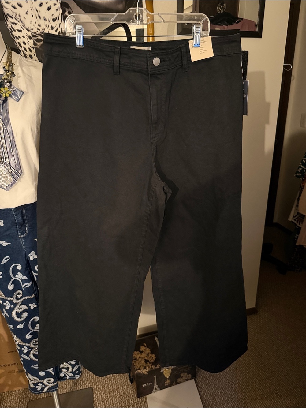 Women Black Sailor Wide Leg Jeans